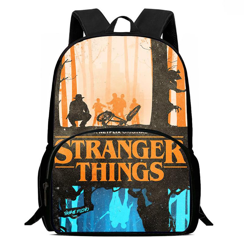 Stranger Things Printed Backpack Stranger Things5 Student School Bag Cartoon Lightweight Front Bag Backpack