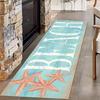 Nautical Anchor and Shell Print Non Slip Runner Rug for Indoor Outdoor Spring Easter Valentine Decor