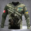 Naujas Ukrainos nacionalinis herbas Kanados vėliava Camo spausdinti gobtuvai 3D vyrams moterims laisvalaikio megztinis su gobtuvu karinis gobtuvas drabužiai