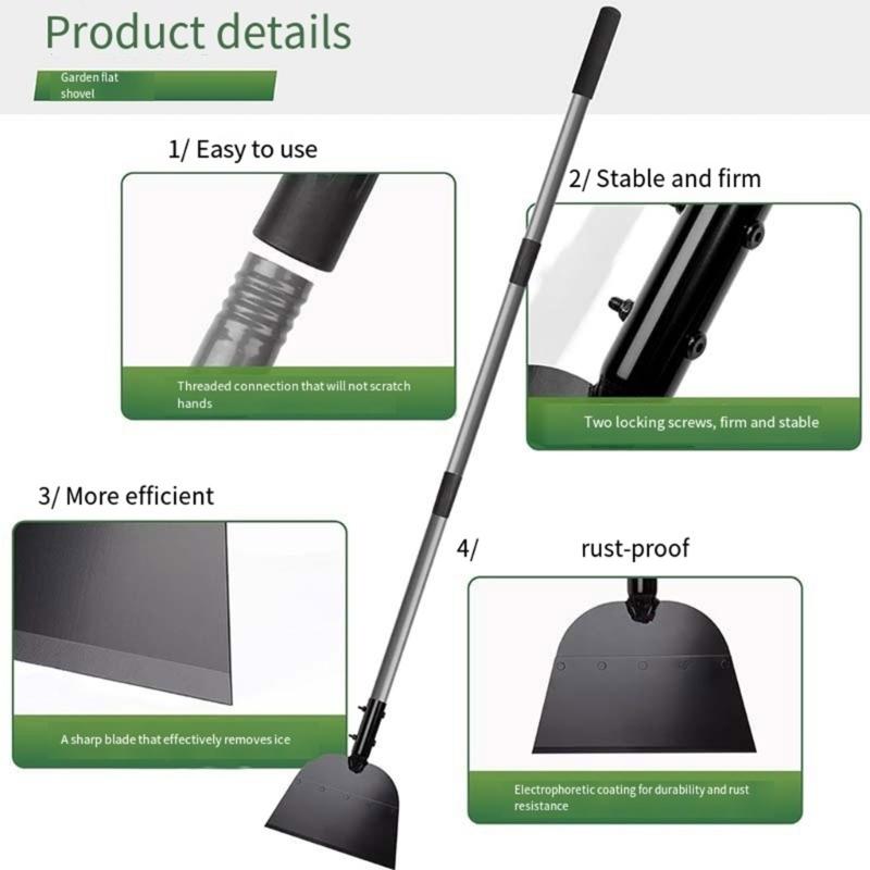 Snow Shovel Flat Shovel Ice Scraper for Weeding and Ice Clearing Lightweight Design for Easy Use Rust resistant Alloy