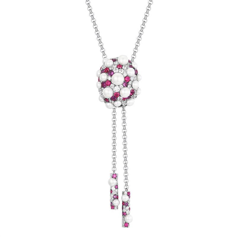 APM Monaco ETERNELLE [Romantic Confession] Disco Adjustable Pearl Fashion Exquisite High-end Flower Necklace Women s Carmine Red AC7014M