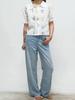 French Floral Embroidered Lace-Trim Lapel Short-Sleeve Loose Shirt for Women