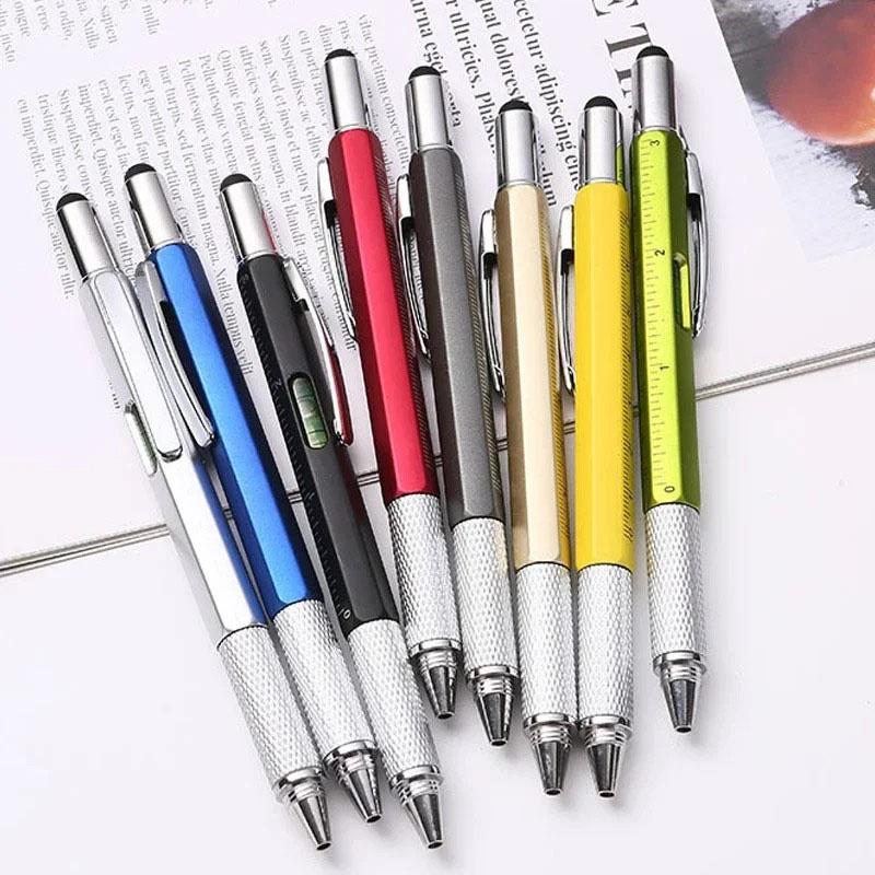 Multifunktions-Kugelschreiber Bildschirm-Stylus Kapazitiver Stift Mit Schraubendreher Lineal Wasserwaage Nachfüllbarer Kugelschreiber Bleistift Werkzeuge