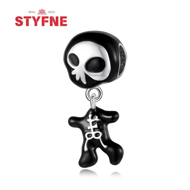 Genuine copper Luminous Halloween Charm Bead Charms Zombie Skeleton Dangle Bead Compatible With Authentic Bracelets Do It Yourself Fine Jewellery Gift