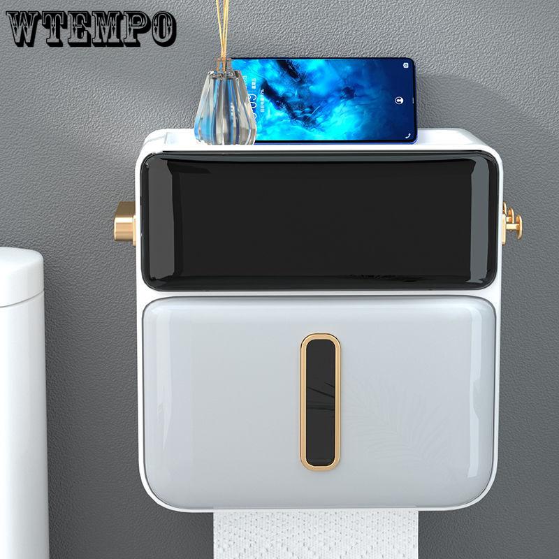 

Настінний тримач для паперових рушників для туалету, висувний ящик для туалетного паперу без свердління, коробка для рулонного туалетного паперу, полиця для туалету білий