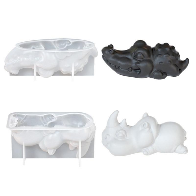 3D Crocodile Rhinoceros Silicone Candle Mould Animals Plaster Resin Mold DIY Drip Glue Scented Candle Making Supplies Home Decor