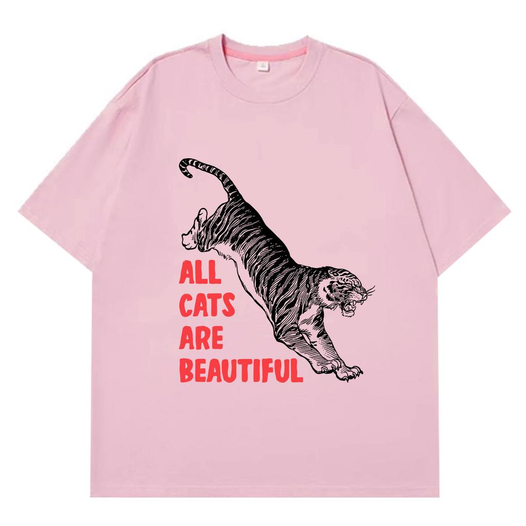 fashion Cat funny meme tshirt Unisex Unisex vintage tshirts Summer shortsleeved loose casual cotton oversized Tshirts Streetwear
