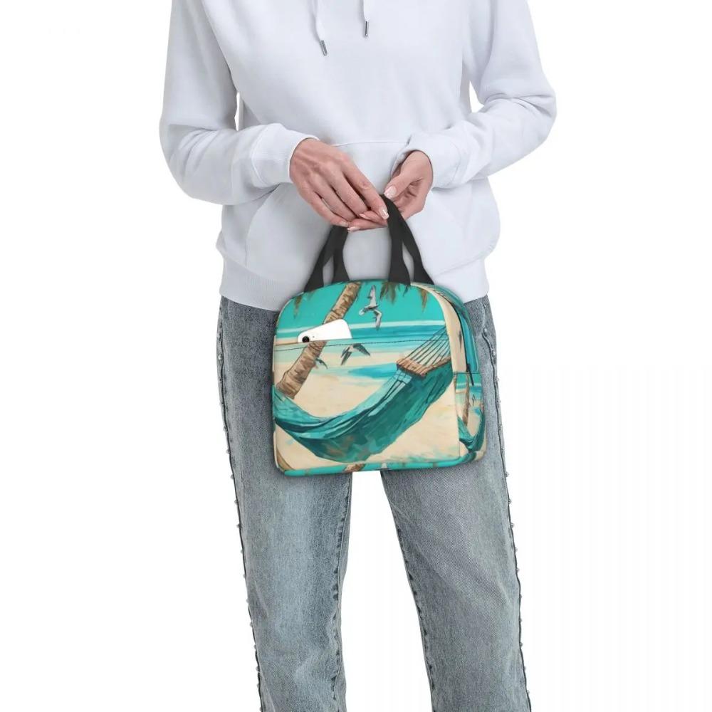 Beach Hammock Pattern Insulated Lunch Bag for Women Children Leakproof Food Boxes Thermal Lunch Box Tote