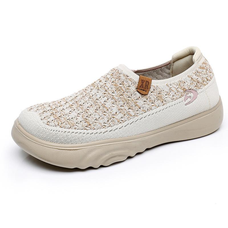 New Old Beijing Cloth Shoes Women's Knitted Elastic Thick-soled Breathable Non-slip One-pedal Versatile Loafers Casual Shoes