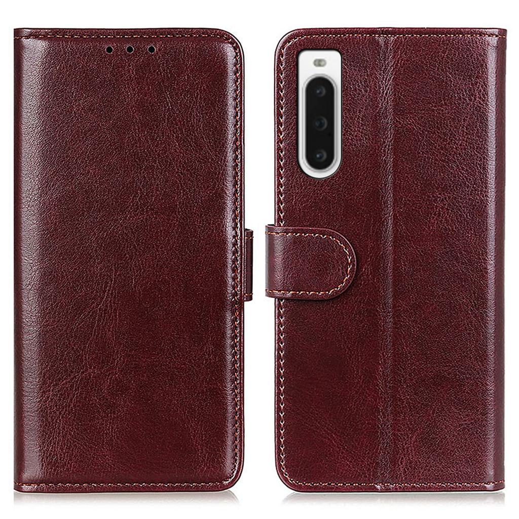 For Sony Xperia 10 V PU Leather Phone Case Crazy Horse Texture Cellphone Cover with Stand Wallet