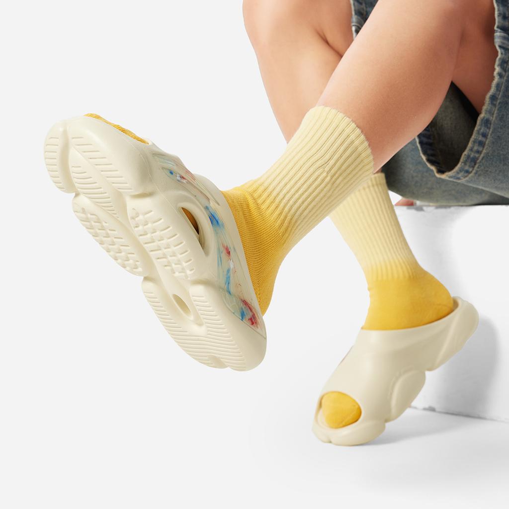 Li Ning Badfive Slide Og Vielseitige Lässige Atmungsaktive Leichte Rutschfeste Pantoletten Herrenschuhe Gelb ABTV007-3