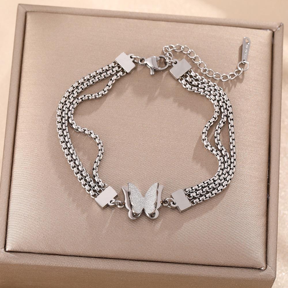 Luxe Titanium Staal Vierbladig Klaver Armband in Koreaanse Stijl met Ingelegde Diamanten voor Vrouwen - Kleurvast