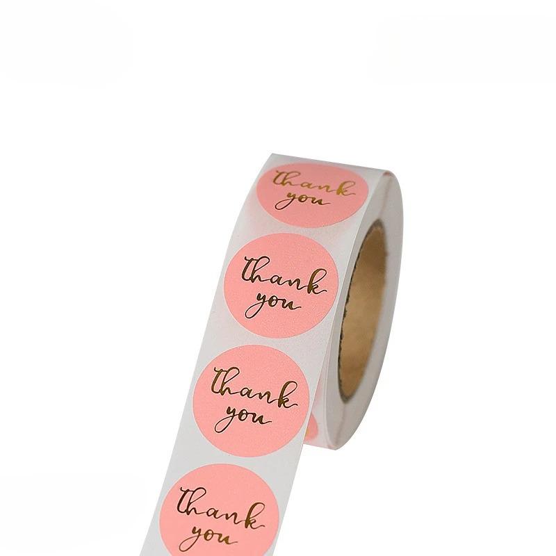 1Rull Takk Foliestempling Sticker Juleklistremerke Takk Rundt Hot Stamping English Sticker