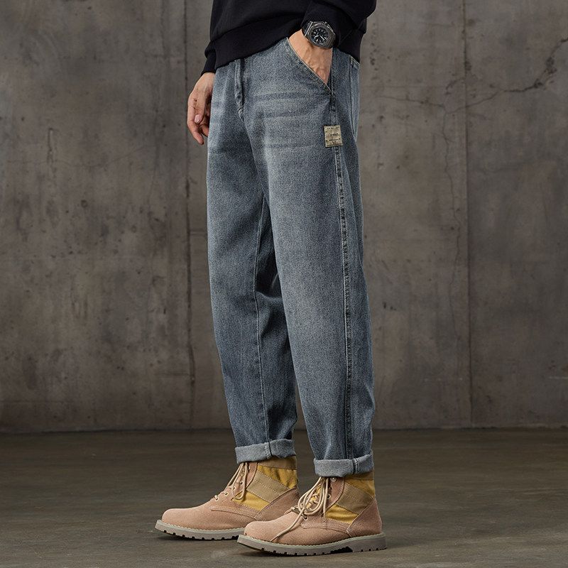 Foreign Trade Surplus Spring, Autumn, and Winter Trendy American Retro Jeans for Men, New Style Loose Straight Casual Cool Long Pants