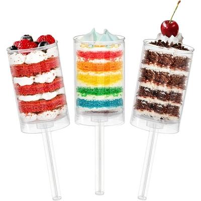 Cake Push Pop Containers with Lids, Reusable Cake Push Pops,Muti-purpose Push Pop Cake Containers, Plastic Cake Push-up Pop