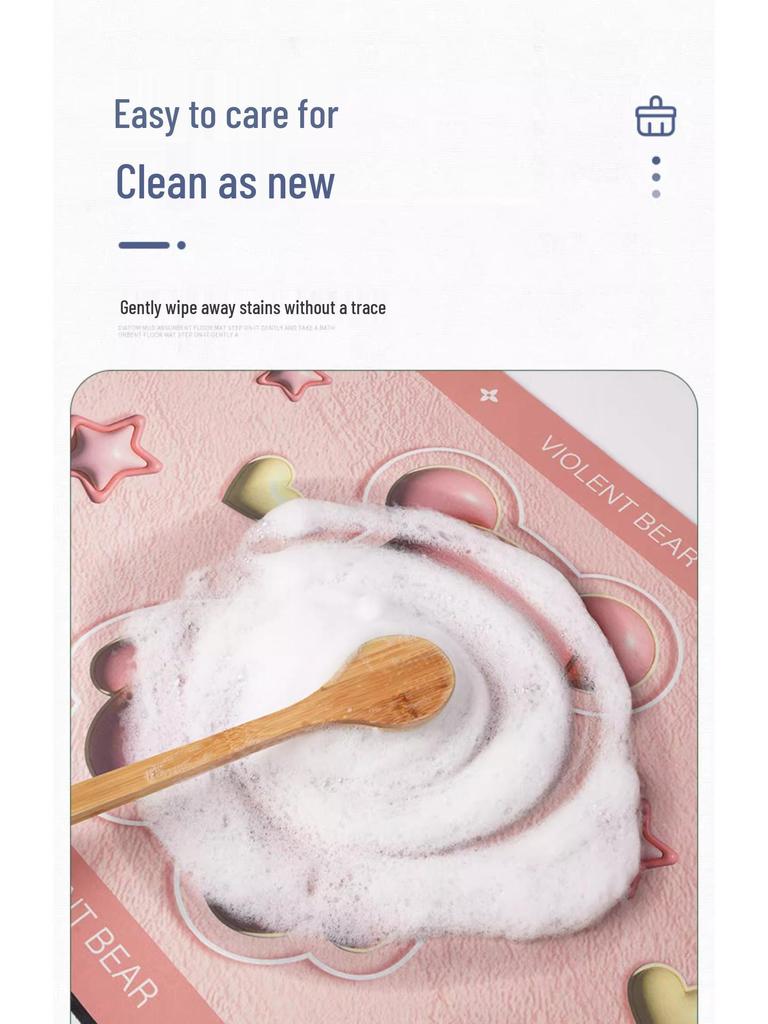 3D Cartoon Bear Diatomaceous Earth Non-slip Bath Mat