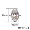 Cao Shi Elegant Silver Oval Zircon Ring - Luxurious Wedding Jewelry for Brides