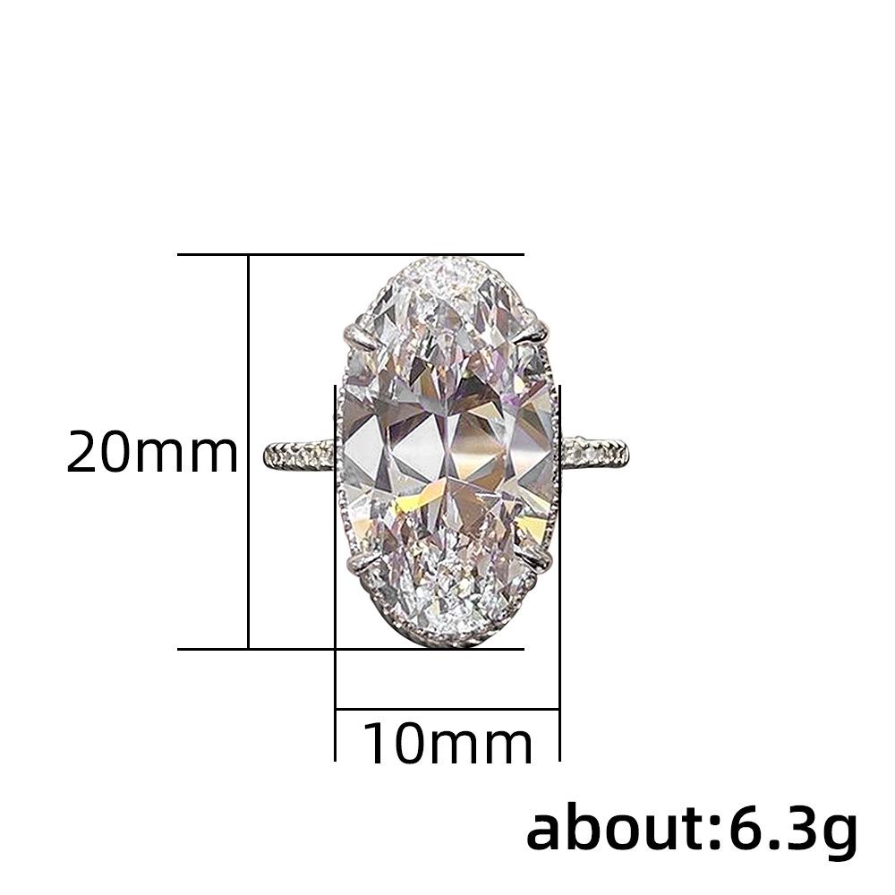 Cao Shi Elegant Silver Oval Zircon Ring - Luxurious Wedding Jewelry for Brides