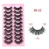 Ten Pairs of 3D Synthetic Fiber False Eyelashes: Bold European and American Style with Thick, Curled Volume