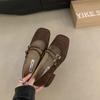 Bailamos New Brand Women Flat Sheos Fashion Shallow Slip On Shoes Square Low Heel Dress Shoes Casual Laofer Mujer