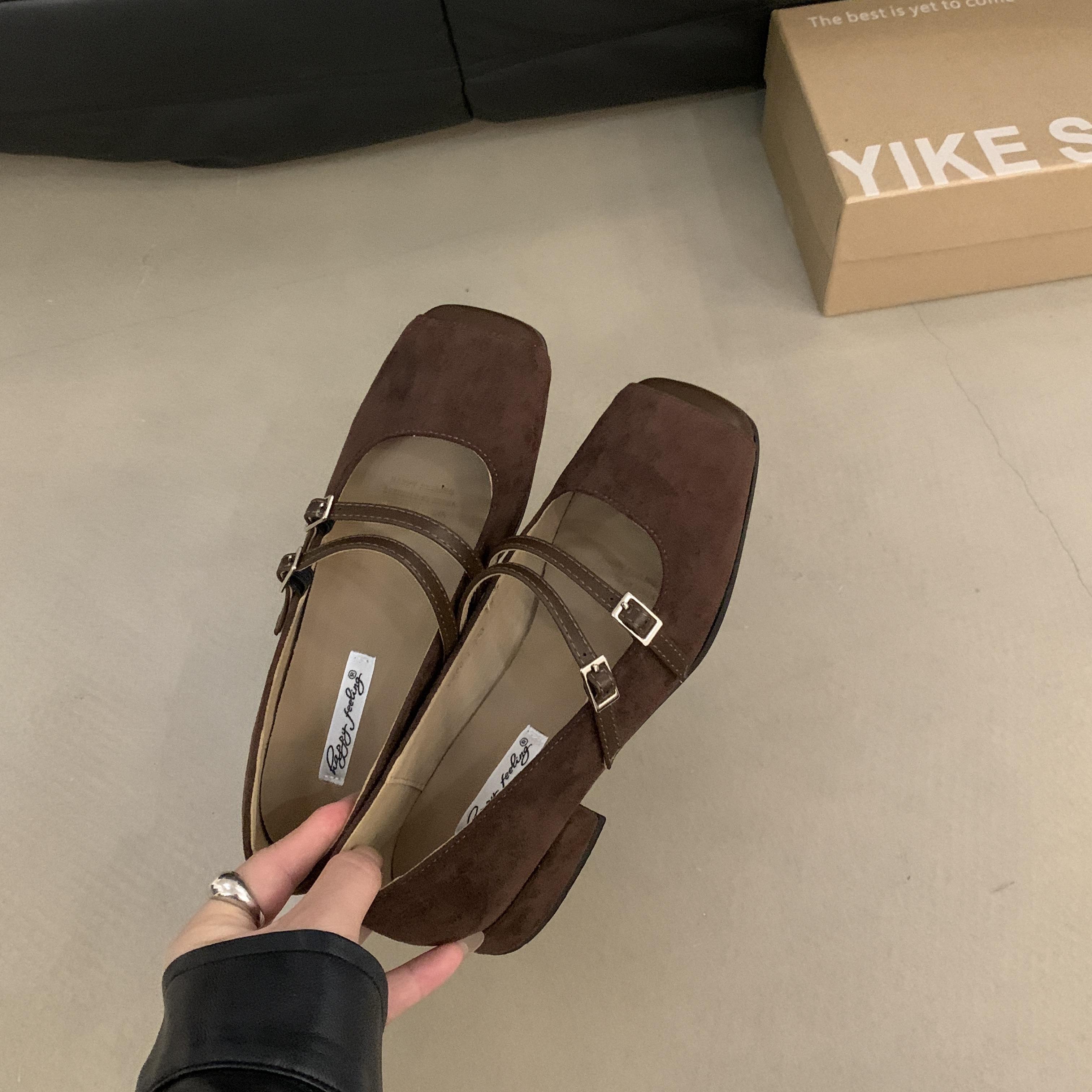 

Bailamos New Brand Women Flat Sheos Fashion Shallow Slip On Shoes Square Low Heel Dress Shoes Casual Laofer Mujer 40 кофейный