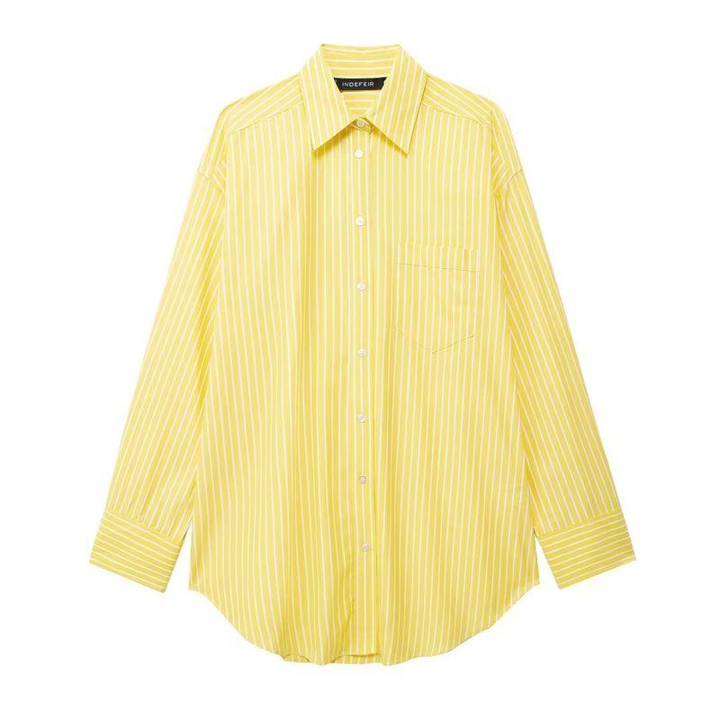 

Kaslead New Arrival Women s Clothing Fashion Style Stripes Loose Shirt Casual Pants 3217253 6929414 Yellow Tops L