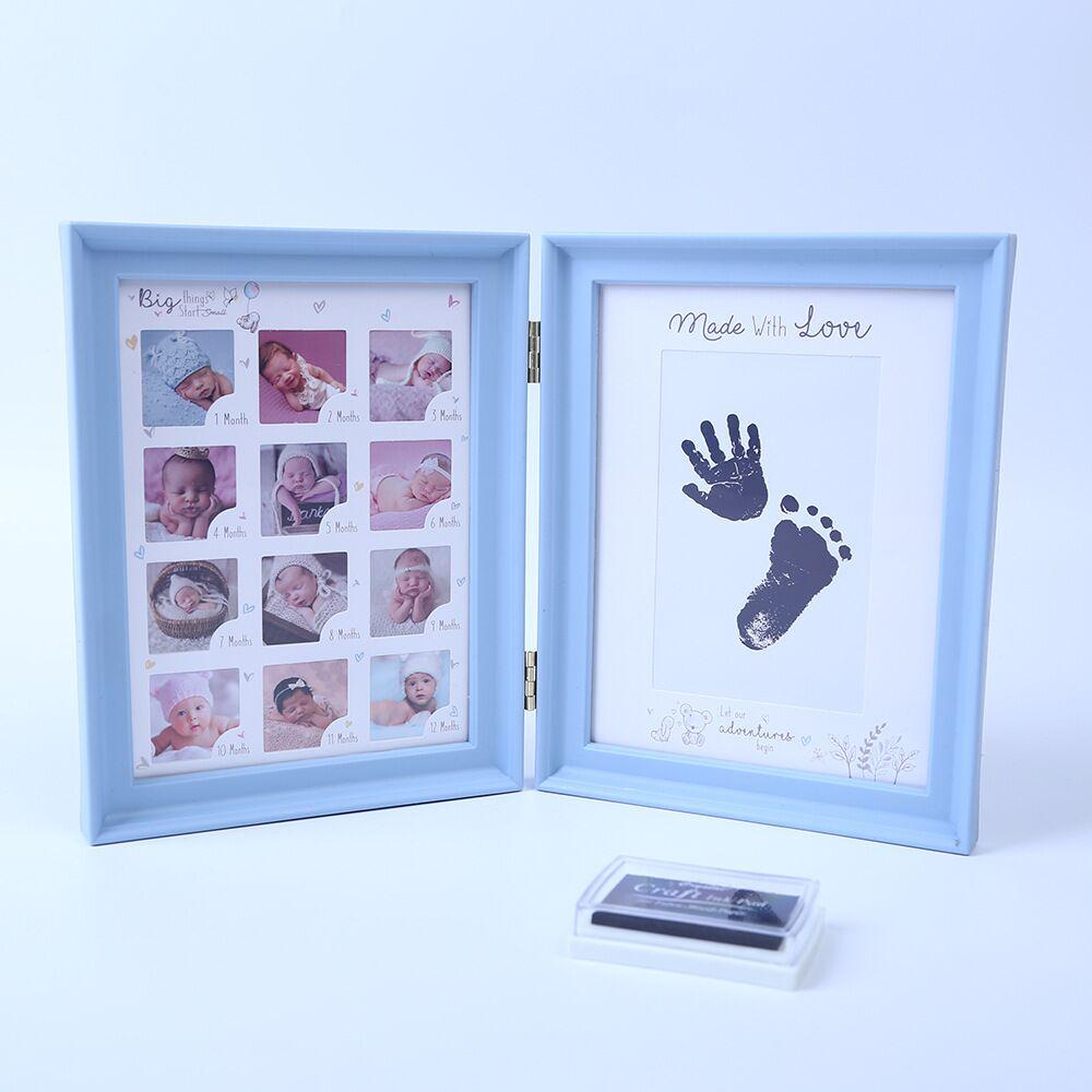Baby Hand & Footprint Ink Pad Frame: 100-Day Full Moon Souvenir for Capturing Baby's Handprints & Footprints.