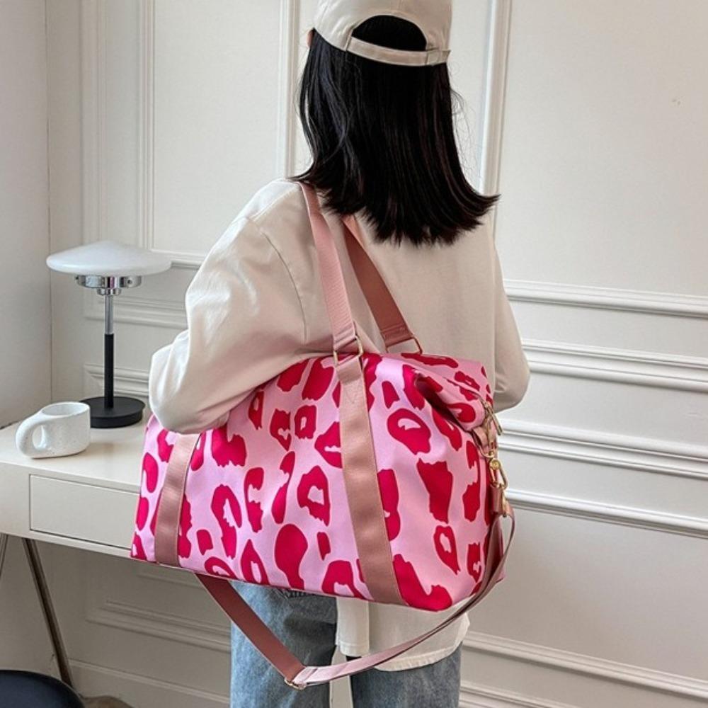 Oxford Fitness Shoulder Bag Large Capacity Luggage Handbag Cute Leopard Print Duffle Bag  Ladies