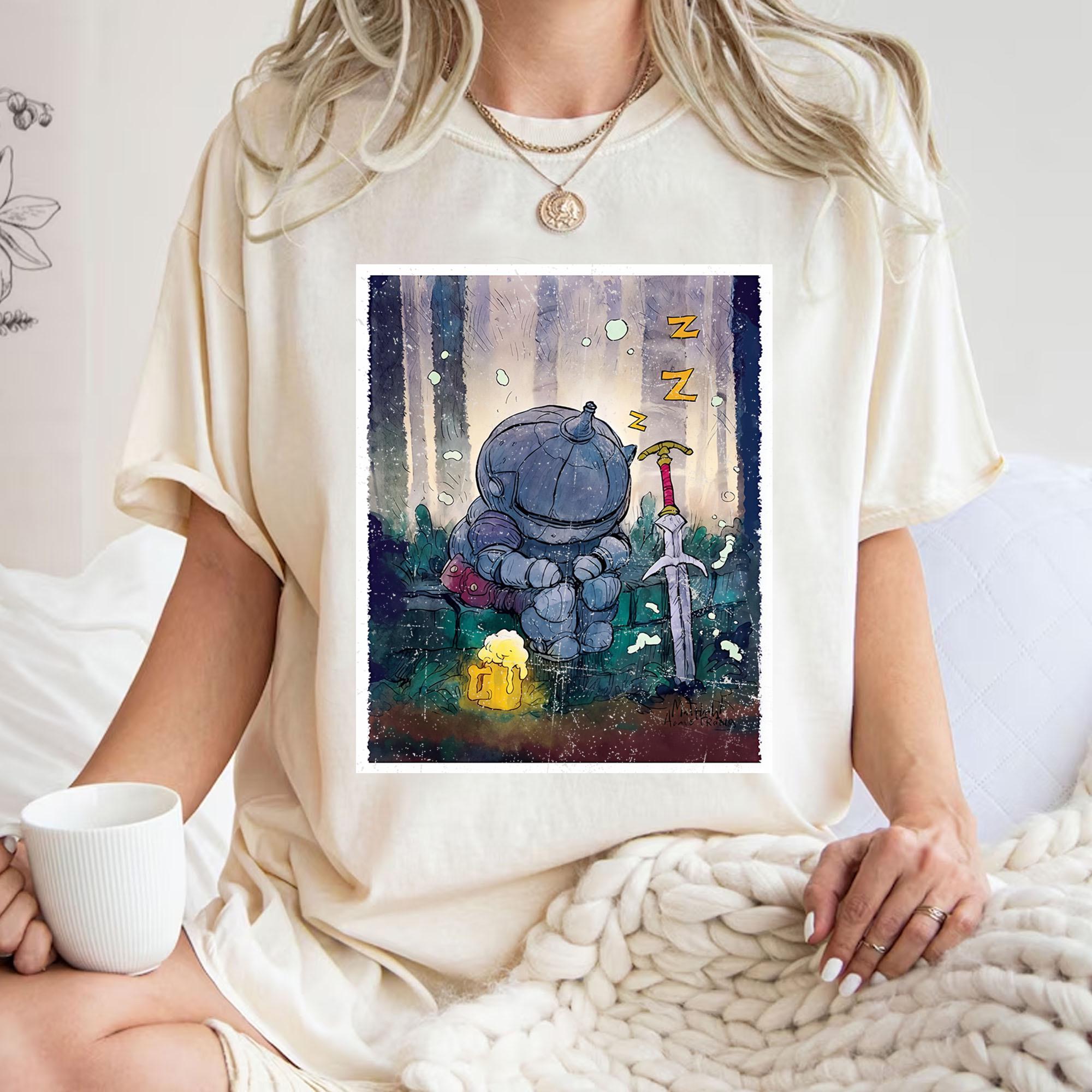 Dark Souls Луковый Рыцарь Сигмейер Милый Сонный Фэнтези Рыцарь Футболка Подарок для Фаната Игр Серия Soul Игровой Коллекционный Предмет Одежда S