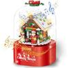 Merry Christmas Music Box DIY Building Blocks Candy House Set with Auto Snowfall