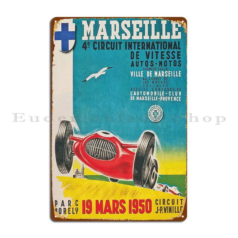 

Marseille Circuit International Car Race Vintage Poster Metal Signs Party Plates Cave Character Design Pub Tin Sign Poster 20x30cm（7.8x11.8inch）
