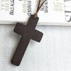 Vintage Wooden for Cross Pendant Brown/Black Rope Necklace Adjustable for Men Wo