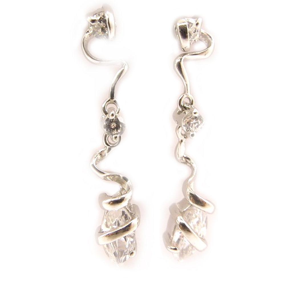 Les Trésors De Lily [D7533] - Silver 'Ballerinas' Earrings White