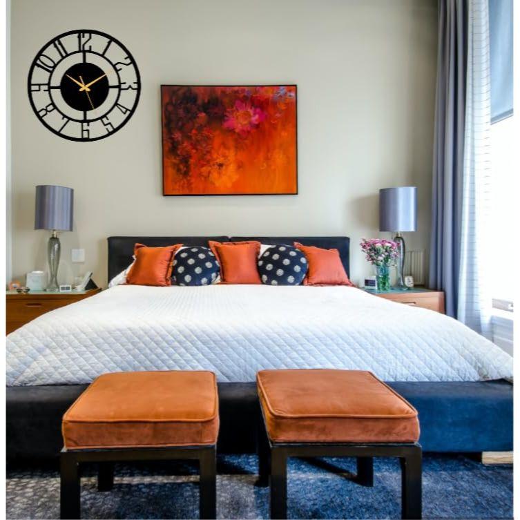 Ceas de Perete din Lemn pentru Living, Dormitor, Birou, Bucătărie, Casă și Hol, Ceas de Perete Modern de Dimensiuni Mari Antichizat pentru Decorul Casei (Diametru 30 cm)