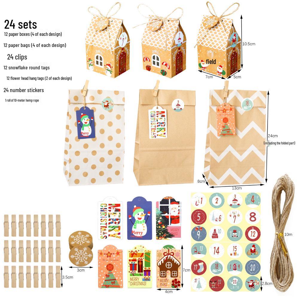 

Набор для упаковки рождественских подарков с наклейками - 24 креативных бумажных пакета и коробки