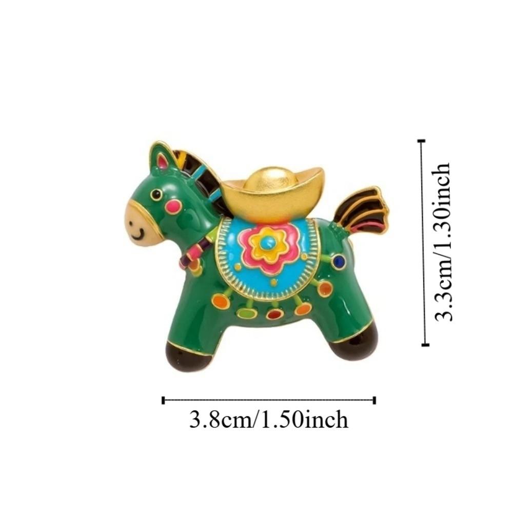 Chinese New Year Enamel Yuanbao Horse Brooch Metal Zinc Zinc Alloy Animal Lapel Pins Zodiac Pony Pin  Friends