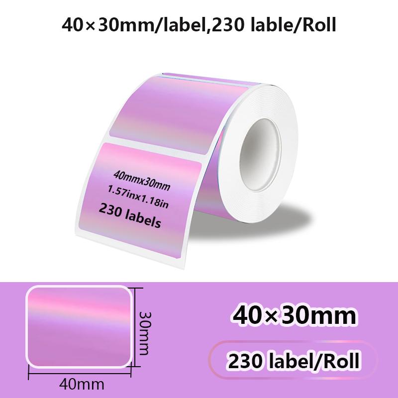 1PK New Holographic Laser Color Transparent Thermal Adhesive Label Roll Suit for Phomemo M110/M200/M120/M220 E210 P50 DETONG P1