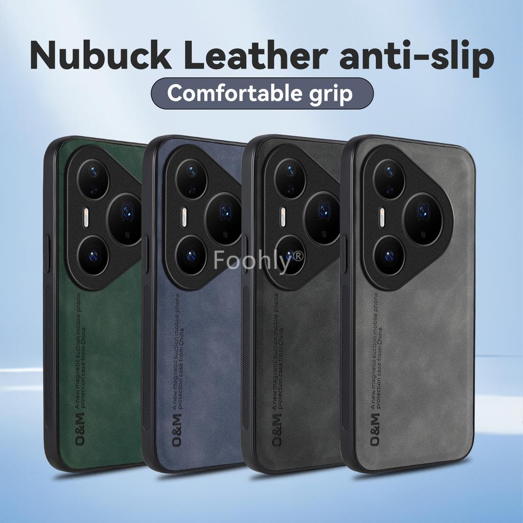 Nubuck Leather Magnetic Case for Huawei Pura 80 Pro P80 Ultra Protective Cover Shockproof Back Shell Coque Capa Fundas
