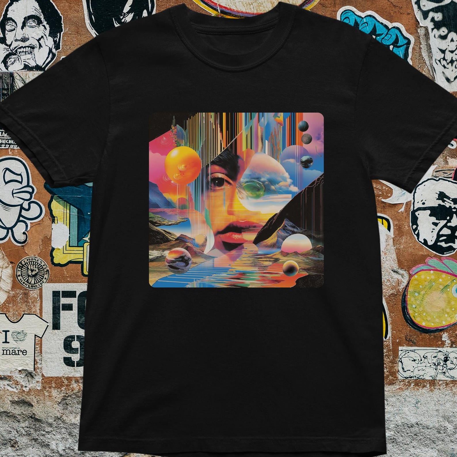 Surreal Psychedelic T-Shirt Trippy Abstract Art Graphic Tee Vaporwave 4XL