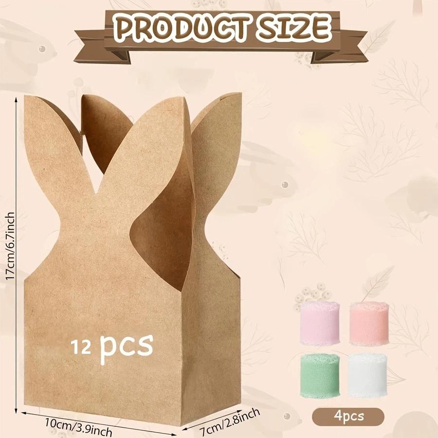 

16pcs Easter Bunny Paper Gift Bag Easter Treat Bags Reusable Cute Spring Small Easter Bags Candy Holder For Holiday Party gifts Other