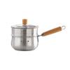 Lilang Stainless Steel Milk Pot with Wooden Handle & Steamer