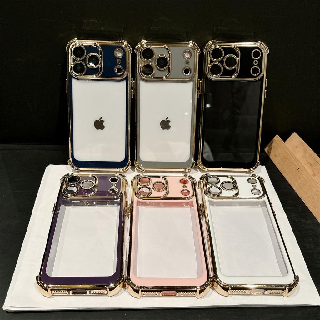 Electroplating Transparent Phone Case for IPhone 17 Air 16 15 14 Plus 13 12 11 Pro Max Clear Soft Shockproof Protective Cover