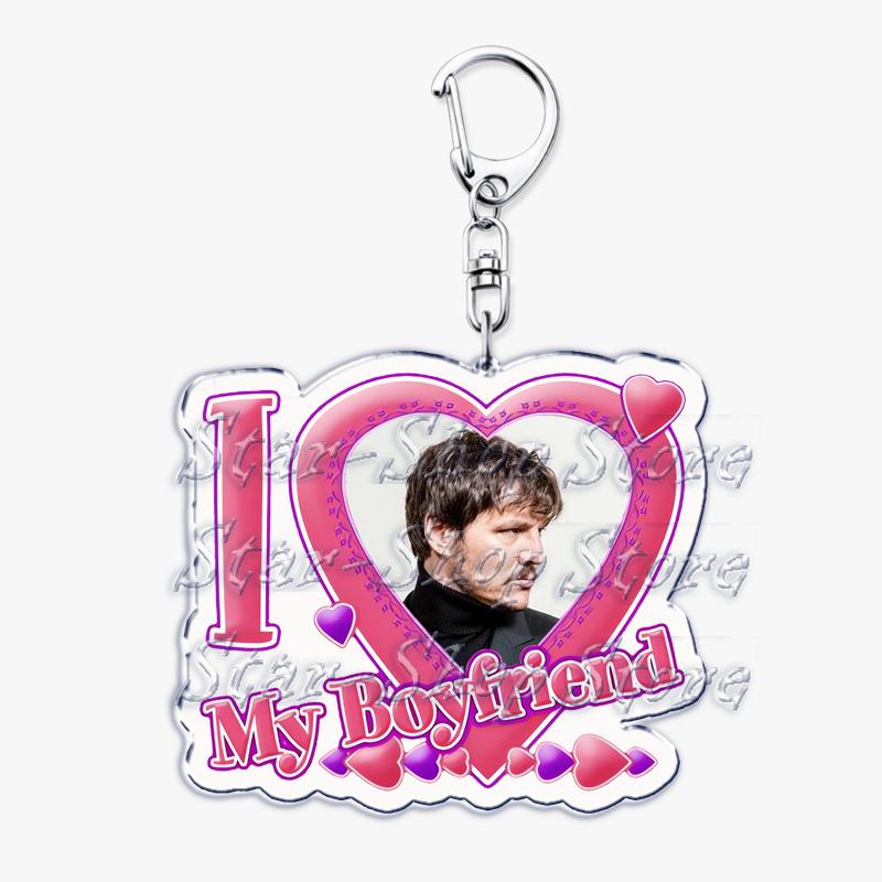 Hot Pedro Pascal I Love My Boyfriend Heart Keychain for Women Accessories Key Chain Ring Keychains Jewelry Fans Gifts