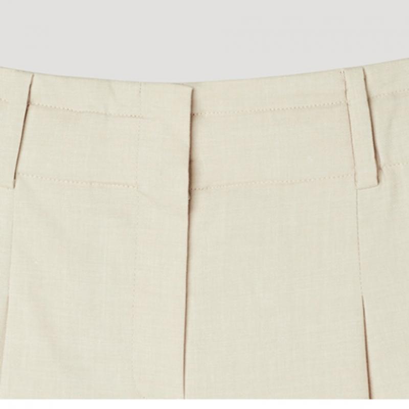 [ShS S miSS] Linen Blend Wide Half pantS SwwSpp22080