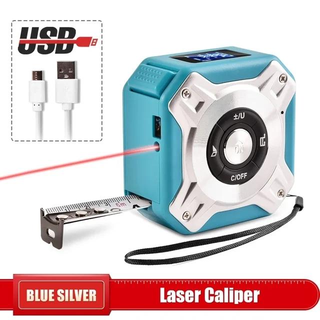

40/60M лазерная рулетка дальномер нержавеющая цифровая 5m втягивающийся шнур дальномер 3 в 1 лазерный измерительный инструмент 60m синий