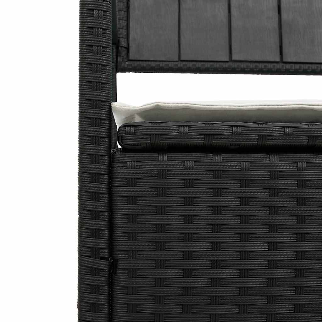 Garden Bench with Storage Space and Cushions Black Poly Rattan