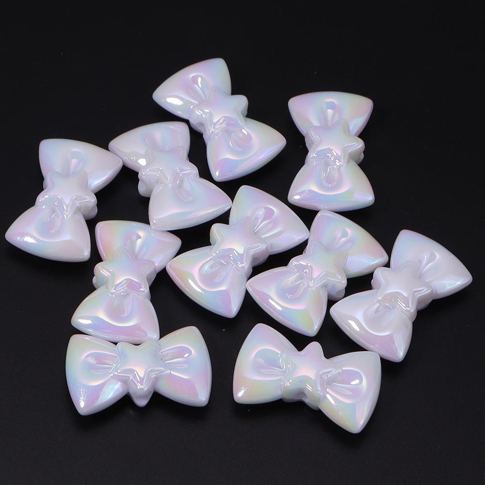 10pcs 17x28mm Bow Acrylic Beads Colorful Sweet Bowkot Loose Beads For Jewelry Making DIY Necklace Phone Chain Keychain Decor