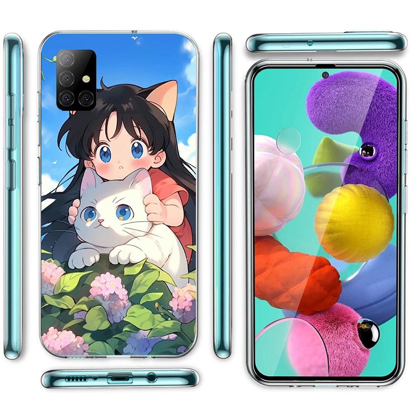 Cute Anime Ins Girls Animal Cat Phone Case For Samsung Galaxy A52 A32 A22 A12 A51 A31 A50S A30S A20S A10S Note 20 Ultra 10 Plus