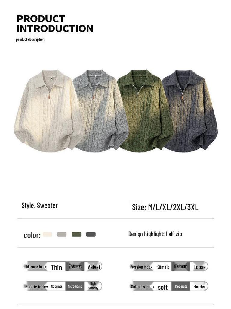 Men's Versatile Trendy 2025 Half-Zip Loose Knit Pullover Sweater
