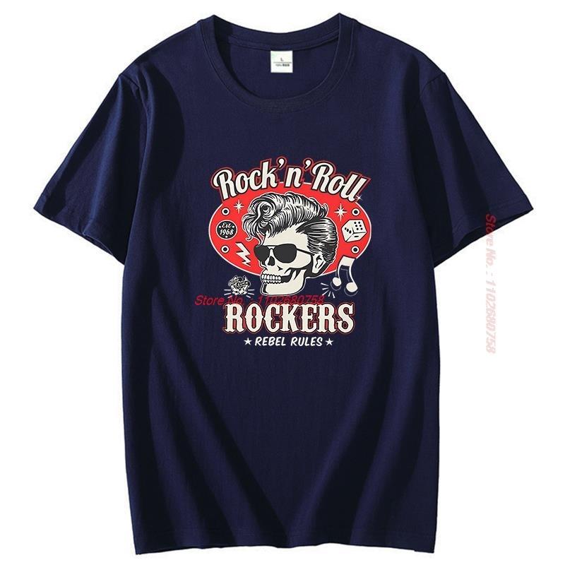 Rockabilly Rock And Roll Funny Graphic T Shirts Skull Dice Rockers Cotton Short Sleeve Tshirt Summer New In Tops And Tshirts